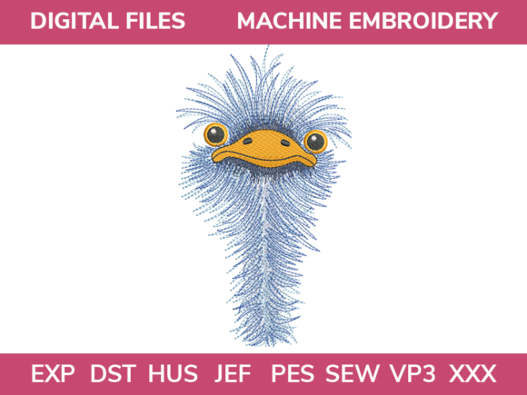 Ostrich: A Playful, Lifelike Embroidery Design for Personalized Gifts