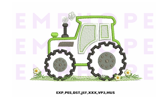 Tractor Green Embroidery Design